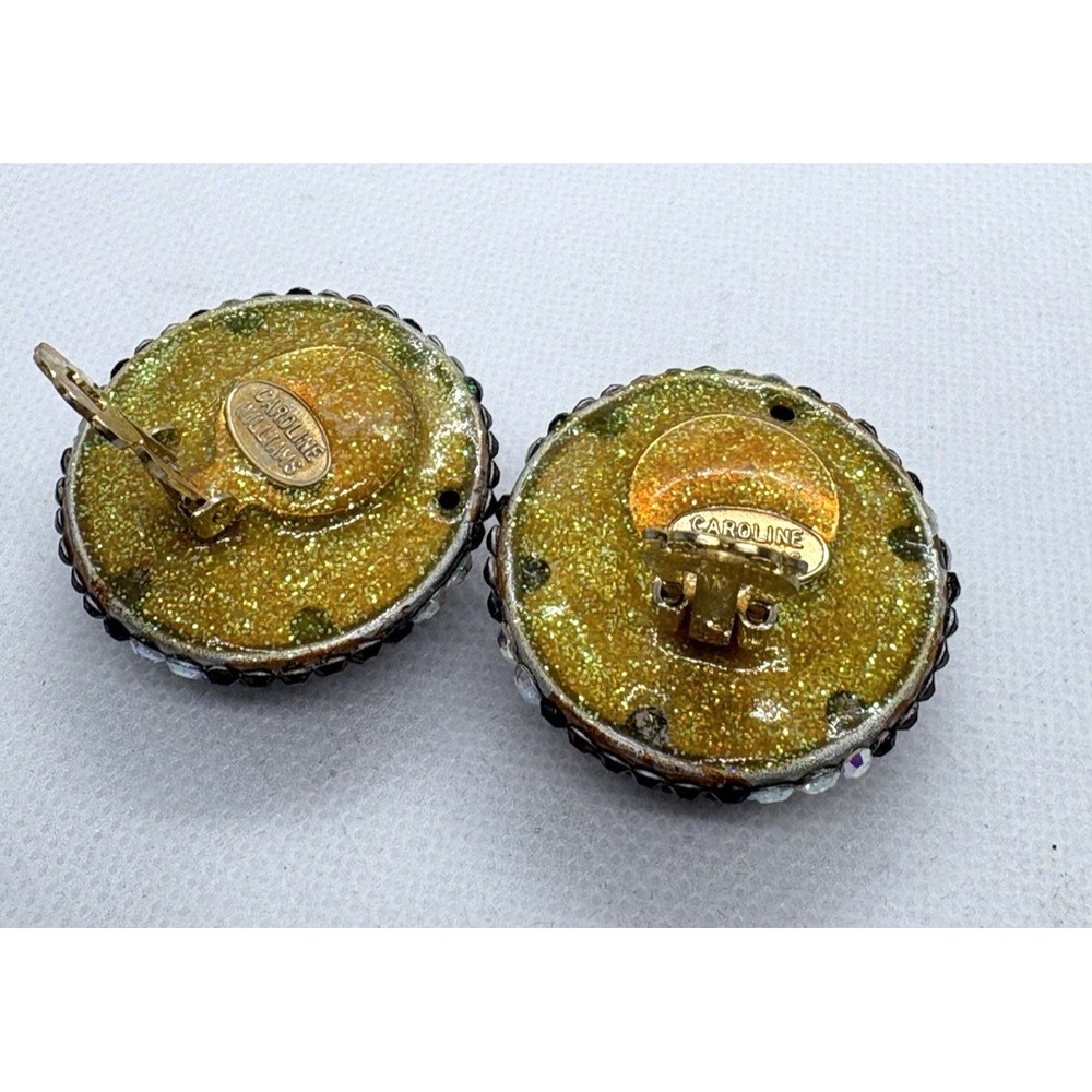 Vintage Caroline Williams Clip-On Earrings Colorful Rhinestone Leopard Print 90s - Picture 6 of 10